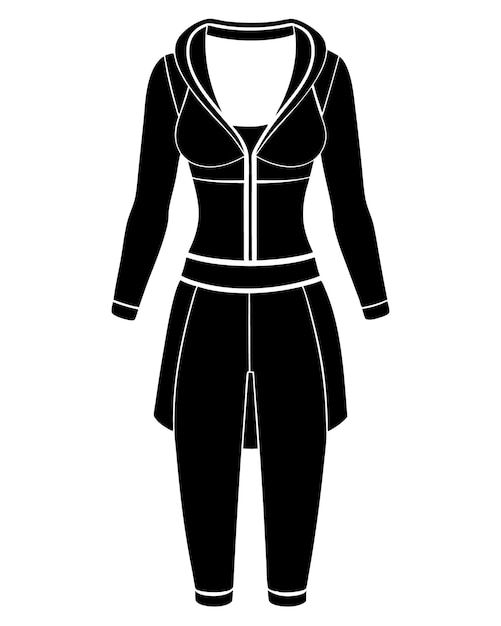 Vector women full outfit dress illustration black and white