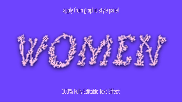 Women fully editable text effect for women's history month mothers day and women's day projects