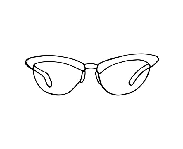 Women Glasses Handdrawn sun protection modern glasses for women Isolated illustration on white