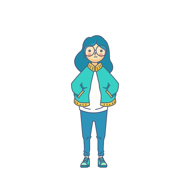 Women Glasses Nerd Fashion Character Vector Illustration