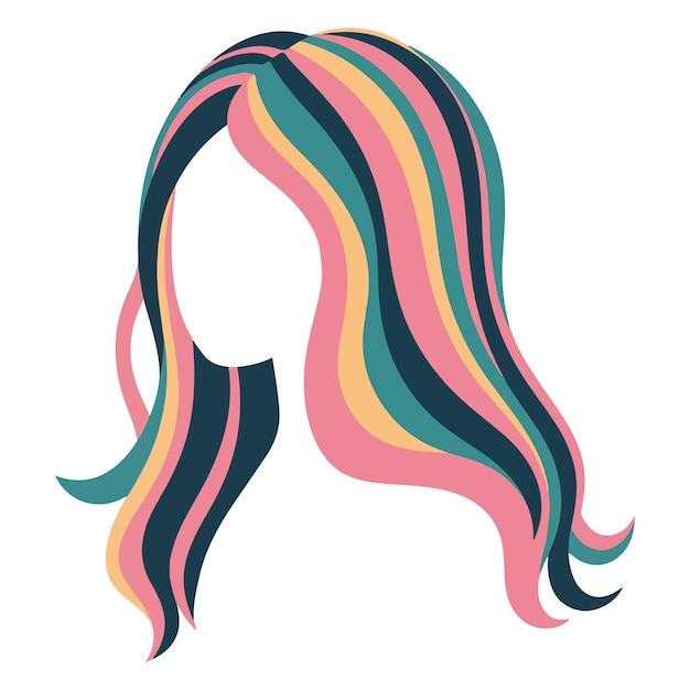 women head with hair colorful silhouette vector style