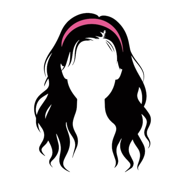 women head with hair silhouette vector style