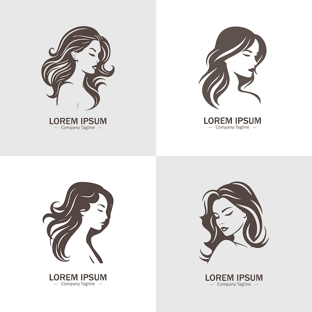 Vector women heads in profile beautiful female faces profiles black silhouette avatars portraits with hairstyle vector set