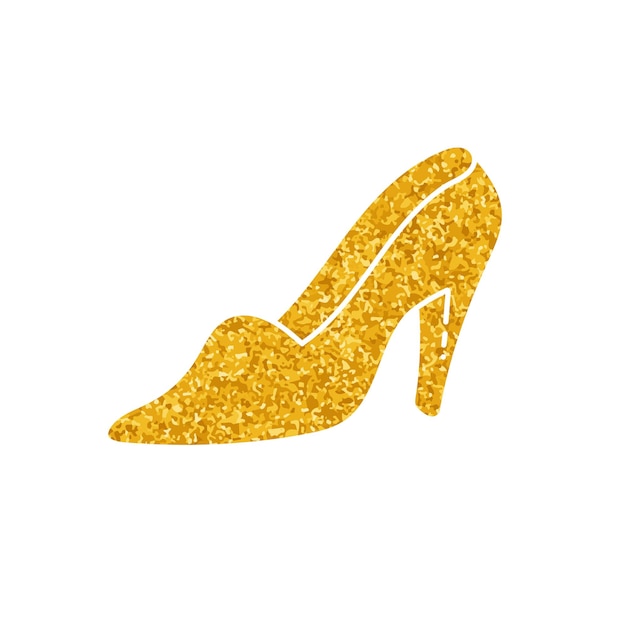 Vector women high heels drawing in gold color style