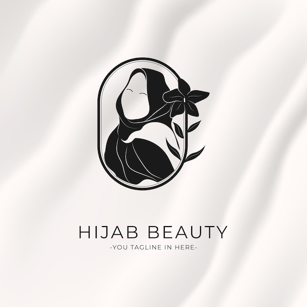 women hijab beauty minimal logo template