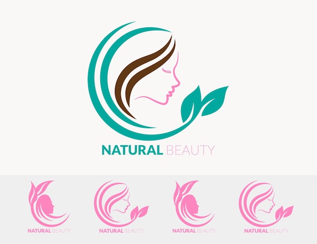 Women icon or logo design with leaves  eps vector