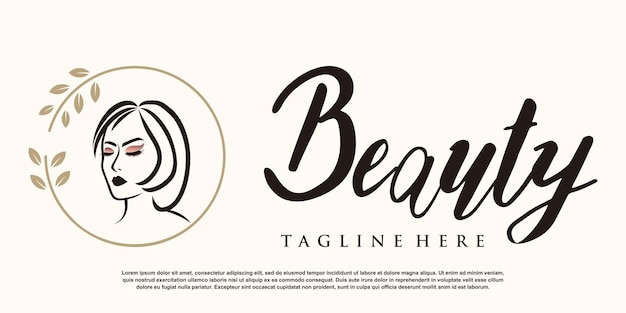 Women logo design with creative unique style premium vector