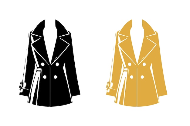 Vector women long suit coat blazer silhouette illustration