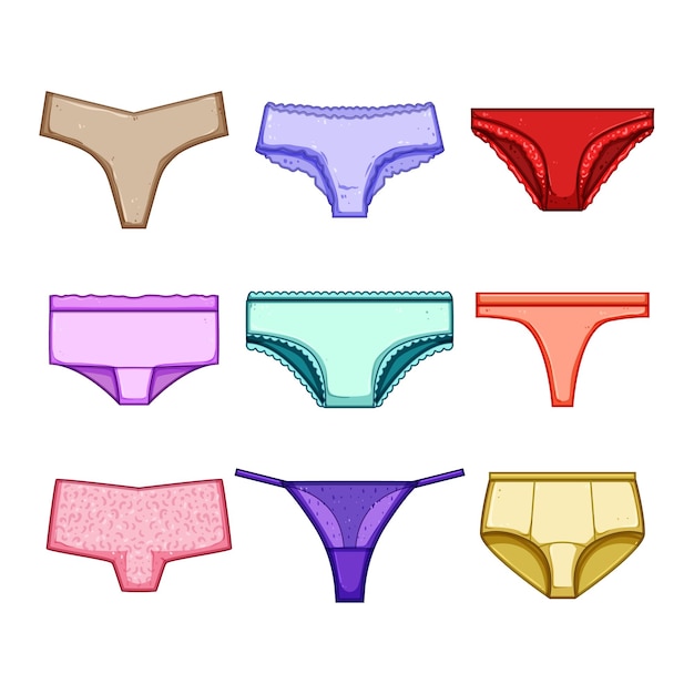 Vector women panties set cartoon vector illustration