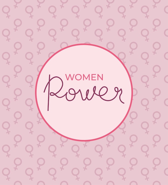 Women Power Lettering On Pattern With Venus Sign Vector Design Concept For Decoration