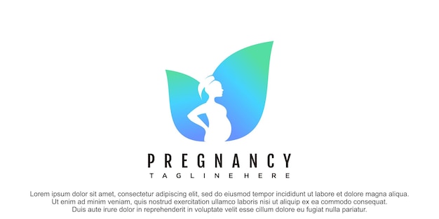 Women pregnant logo design witn nature concept premium vector