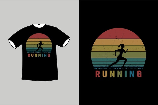 Women Running  sunset retro vintage TShirt design