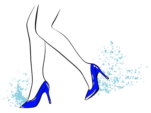 Women's blue shoes fashion vector illustration