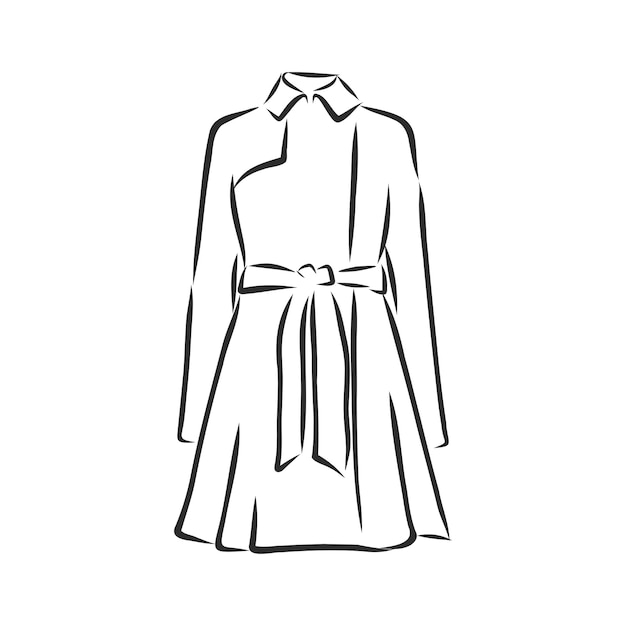 Women's coat, Fashion flat sketch. Technical drawing women's coat, vector sketch illustration