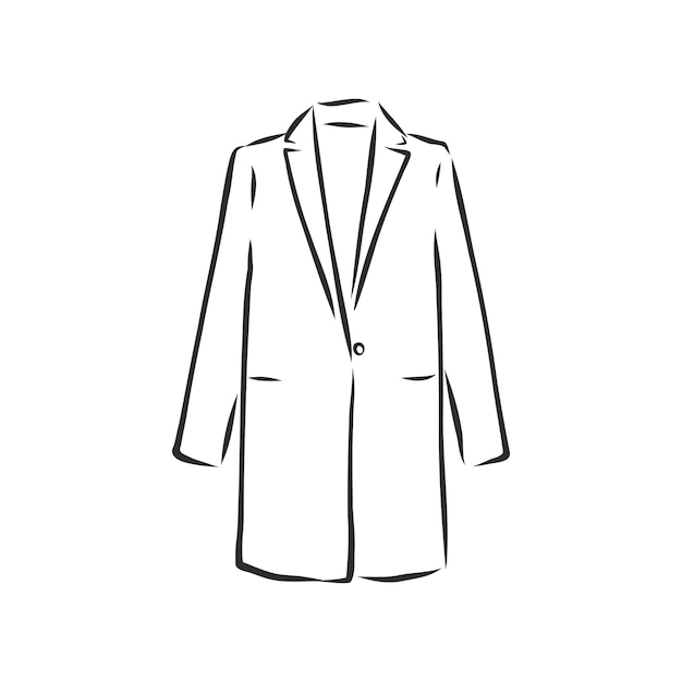 Women's coat, Fashion flat sketch. Technical drawing women's coat, vector sketch illustration