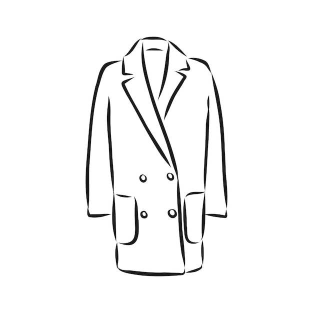 Vector women's coat, fashion flat sketch. technical drawing women's coat, vector sketch illustration