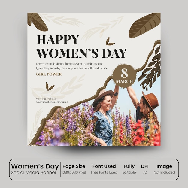 Women's Day 8 March social media banner template