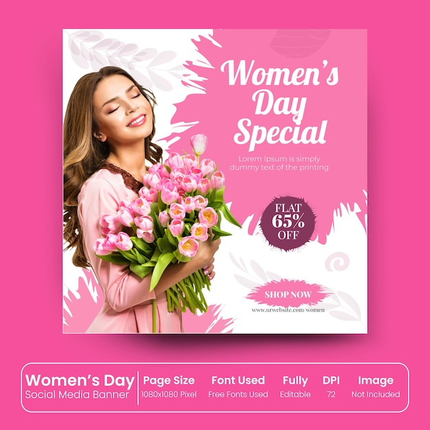 Women's Day 8 March social media banner template