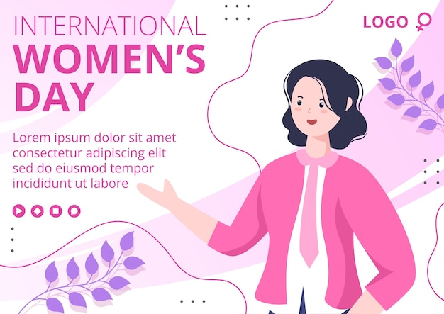 Women's Day Brochure Template Flat Illustration Editable of Square Background Suitable for Social Media, Greeting Card and Web Internet Ads