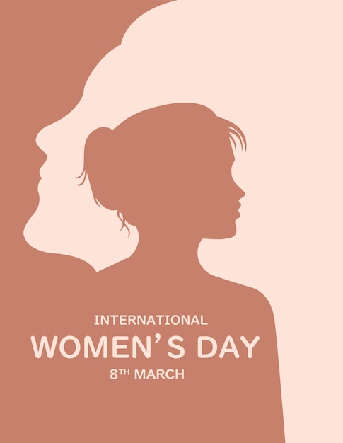 women's day campaign poster background design with two girl face silhouette. women's day banner.