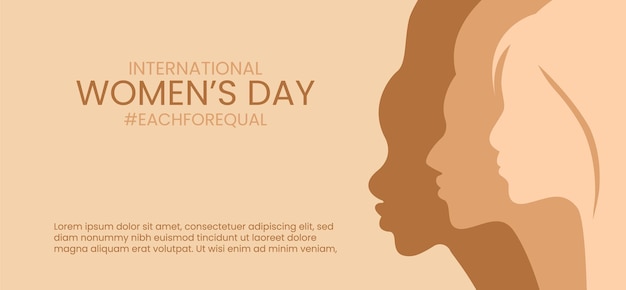 women's day campaign poster background design with two long hair girl face . Happy Women's day.