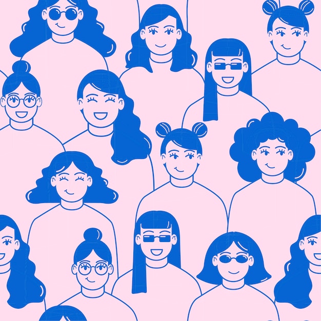 Women's day pattern with women faces