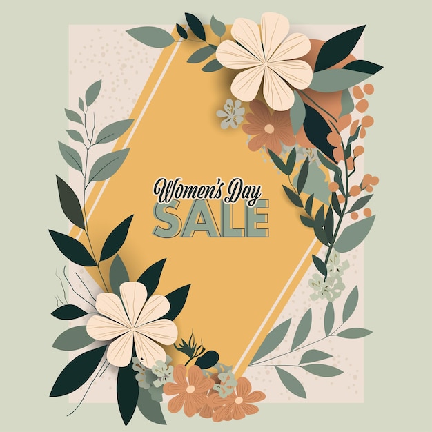 Women's Day Sale Poster or Template Design Decorated By Floral