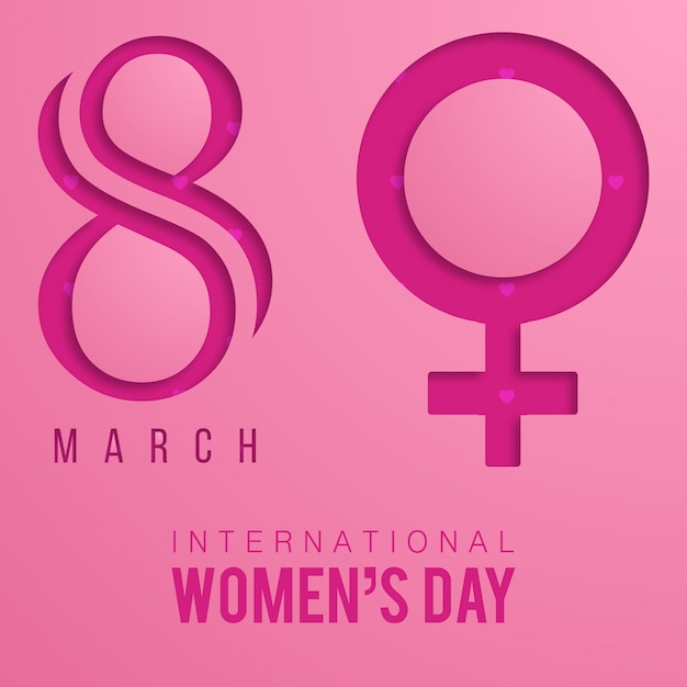 Women's day typographic with pink background 