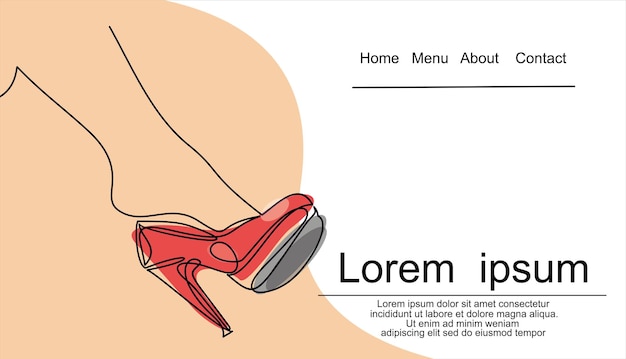 Women's high-heeled shoes. Vector line icon-continuous line drawing