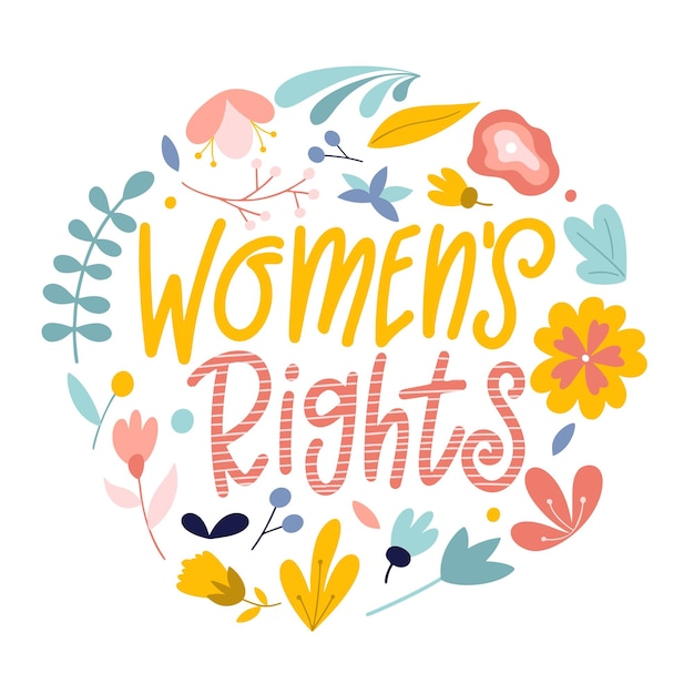 Women's rights Hand drawn feminism quote Motivation woman slogan in lettering style Vector