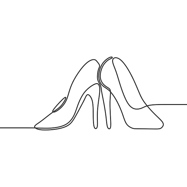 women's shoes illustration continuous drawing sigle line art