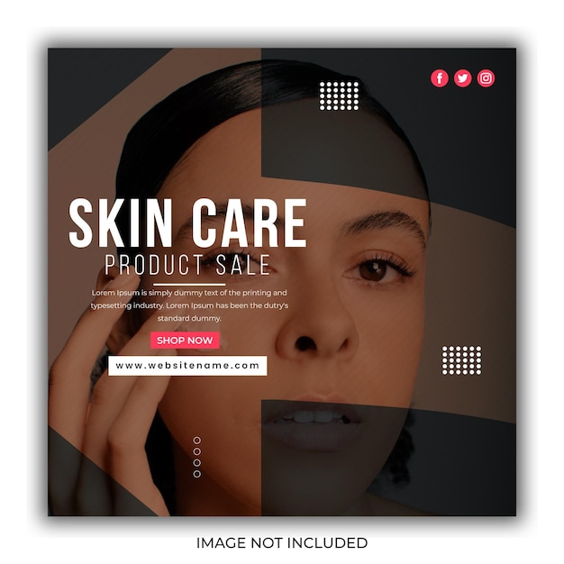 Women's skincare product sale offers square social media editable post template eps vector file