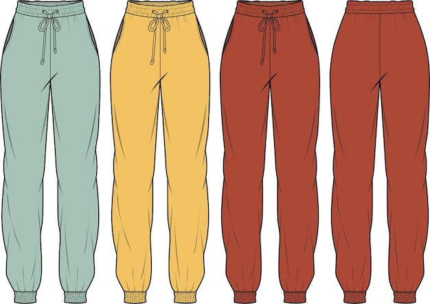 Women's sweatpants flat drawing