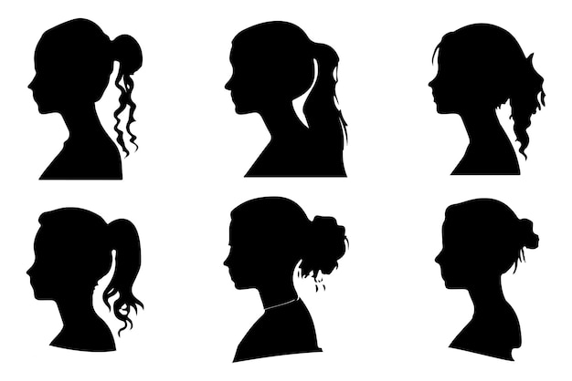 Women set black silhouette isolated vector