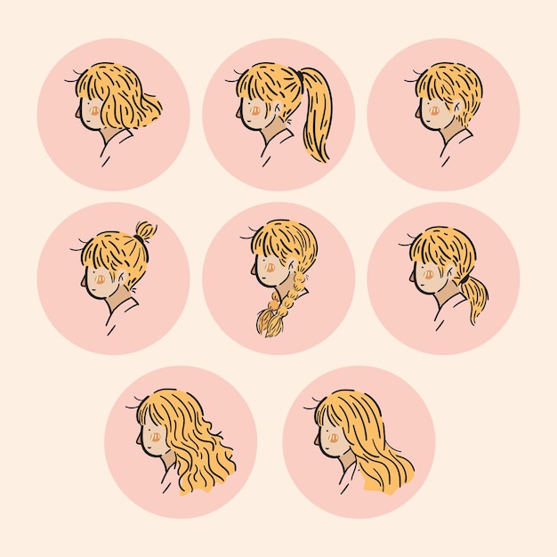 Women Side Profile Head Icon Cartoon Character