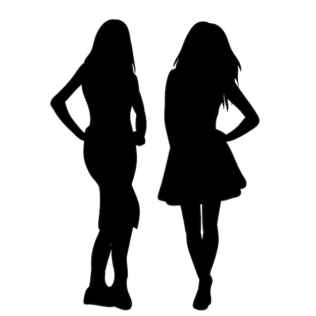 Women silhouette on white background isolated vector