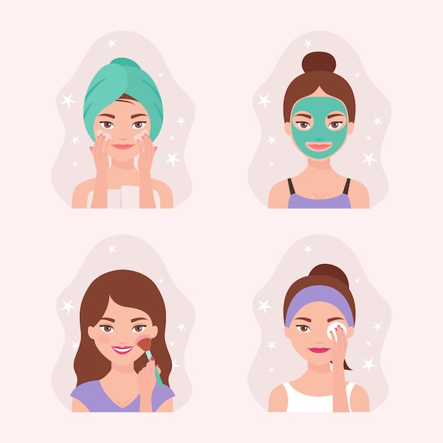 Women skincare routine collection