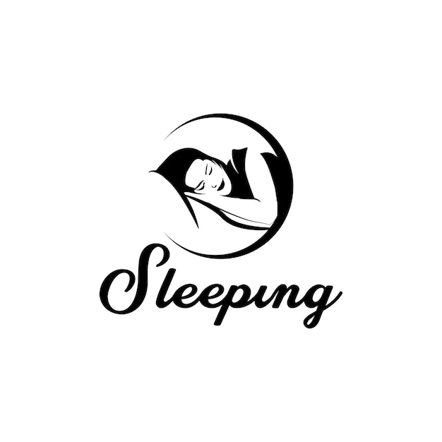 women sleeping comfort care logo symbol design illustration