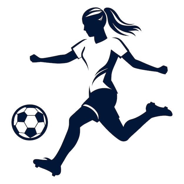 Vector women soccer silhouettes