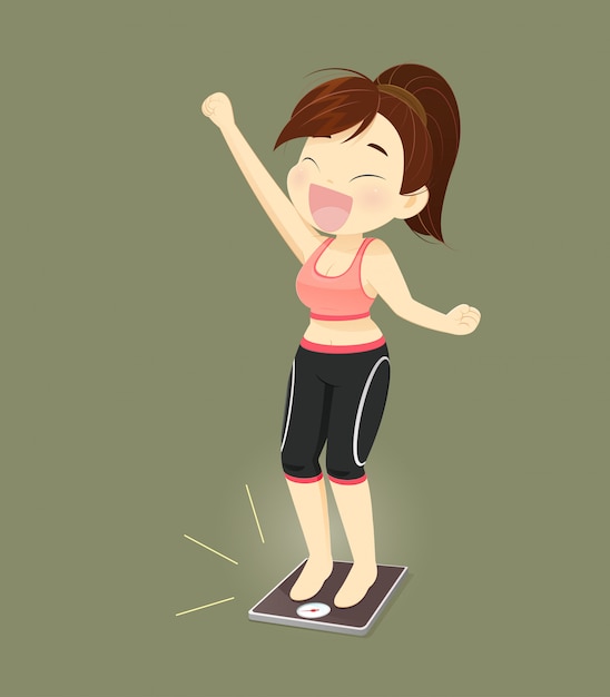 Women Success Losing Weight, Concept With Cartoon Design, Vector Illustration