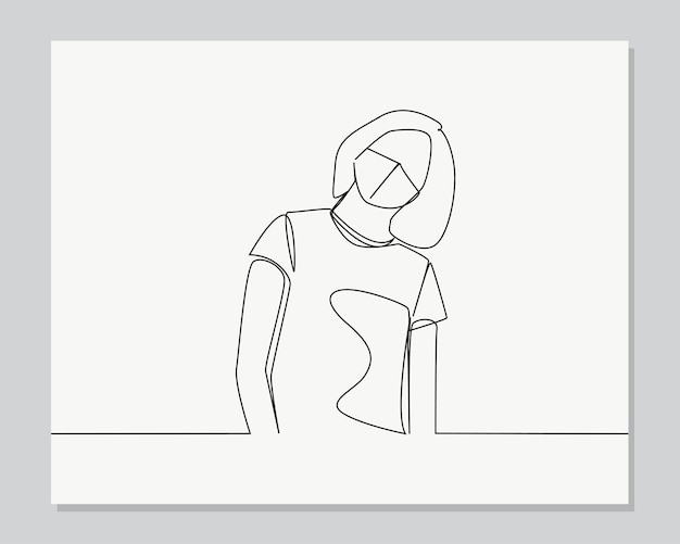 Women use mask continuous one line illustration