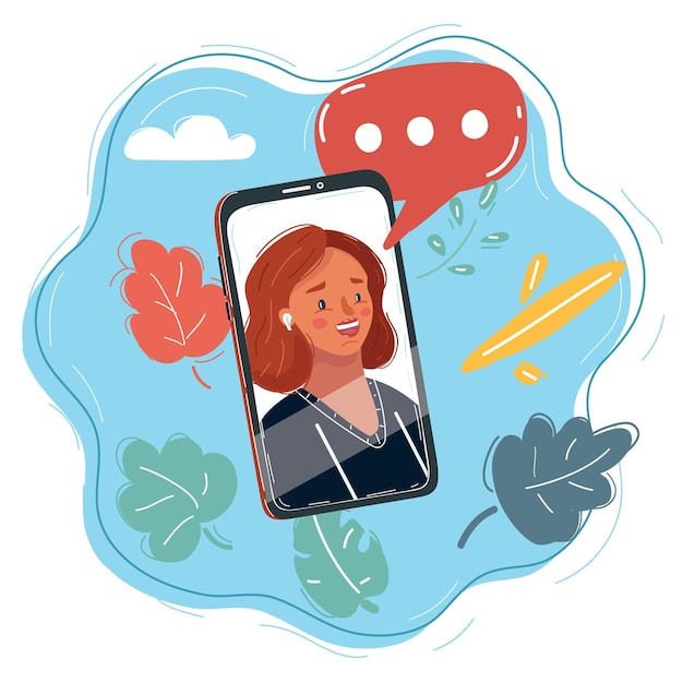 Women videocall on smartphone speech bubble