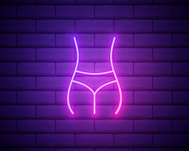 Women waist line neon icon Elements of Beauty and Cosmetics illustration icon Signs and symbols can be used for web logo mobile app UI UX on brick wall background