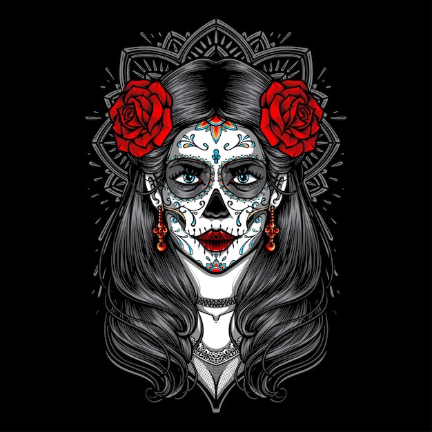 Women with sugarskull makeup vector