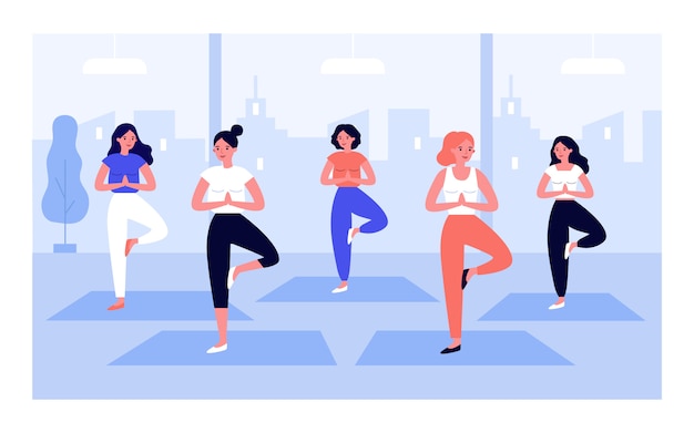 Women yoga group   illustration