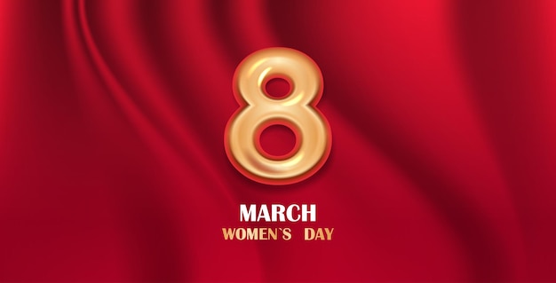 womens day 8 march holiday celebration banner flyer or greeting card with golden number eight horizontal illustration