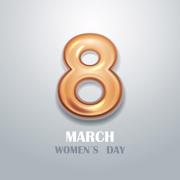 womens day 8 march holiday celebration banner flyer or greeting card with golden number eight illustration