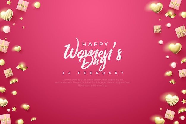 Womens day background with party knickknacks