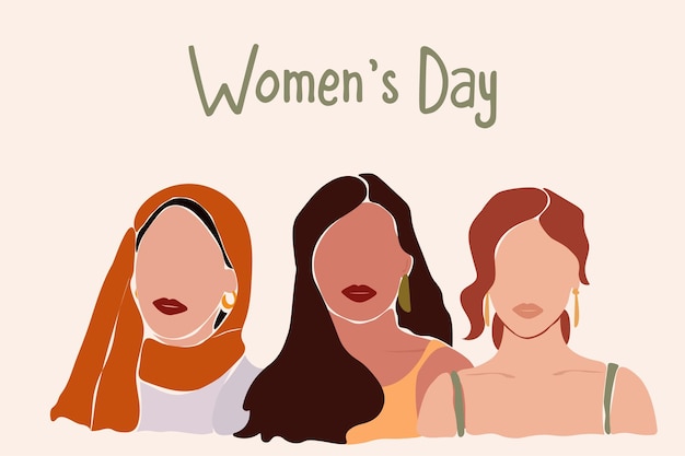 Womens Day Faceless abstract women of different ethnicities