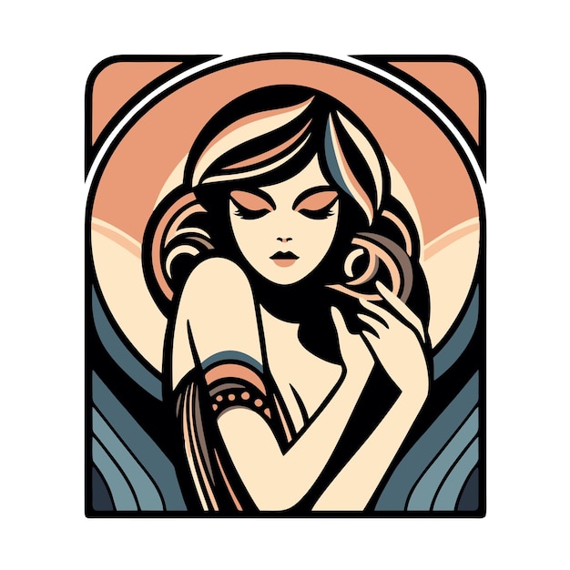 womens day flat vector design in art nouveau style